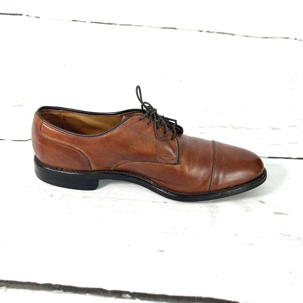 Allen Edmonds Margate Shoes Men's 10A Brown Oxfords Leather Cap Toe